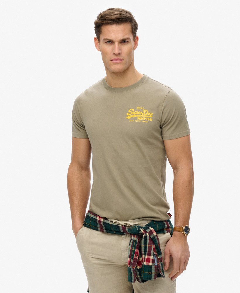 mens Vintage Logo Tokyo Relaxed T-Shirt in Light Khaki Green