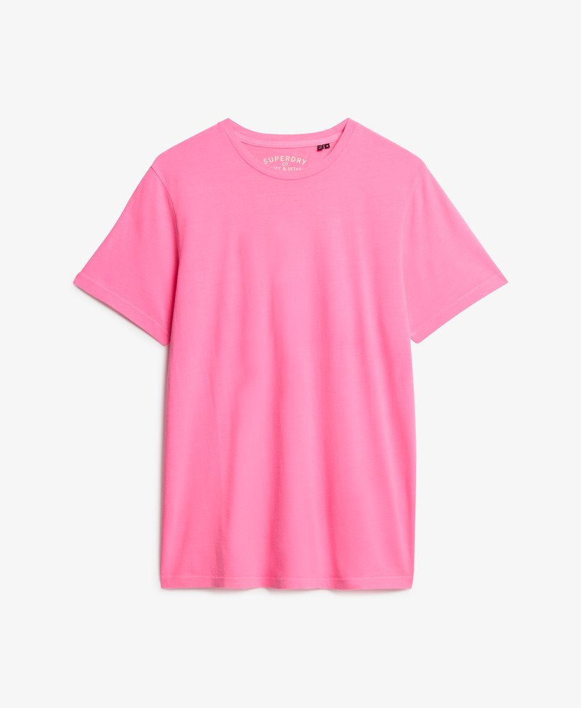 mens Classic Essential T-Shirt in Washed Dry Fluro Pink | Superdry US
