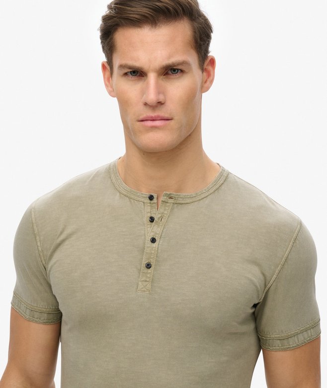 Slub Short Sleeve Jersey Henley Top