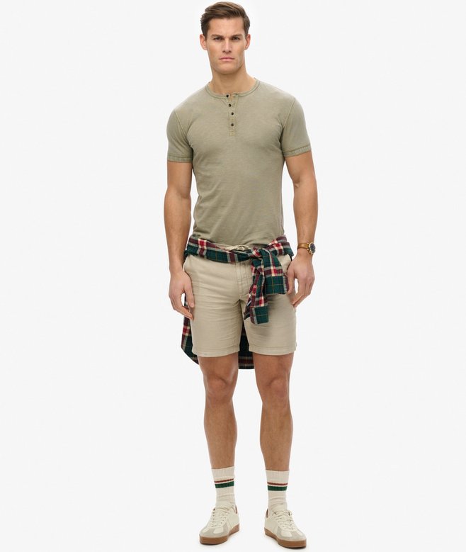 Slub Short Sleeve Jersey Henley Top