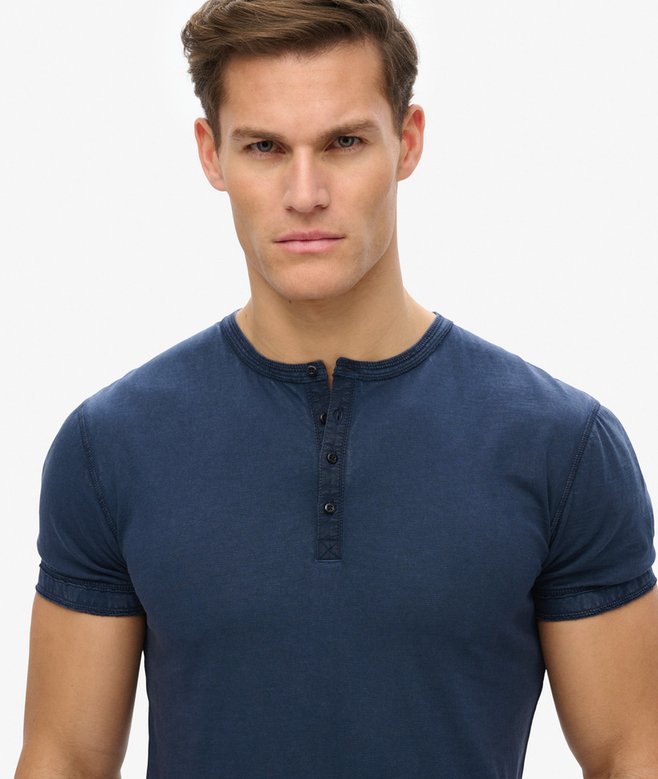 Slub Short Sleeve Jersey Henley Top