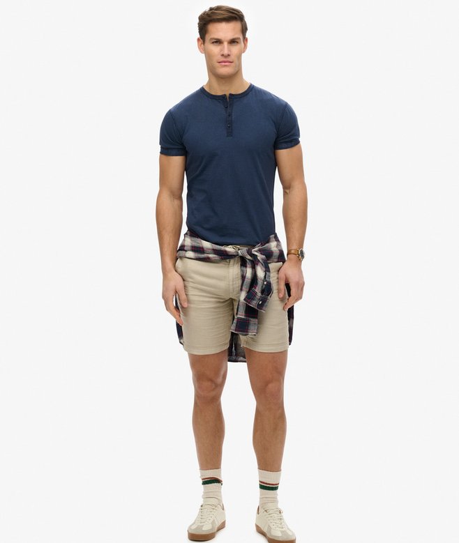 Slub Short Sleeve Jersey Henley Top