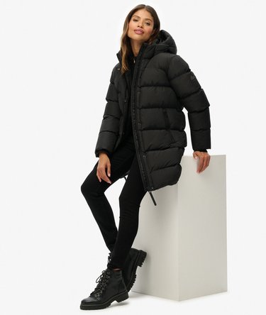 Hooded Sports Puffer Mid Length Jacket Image 6