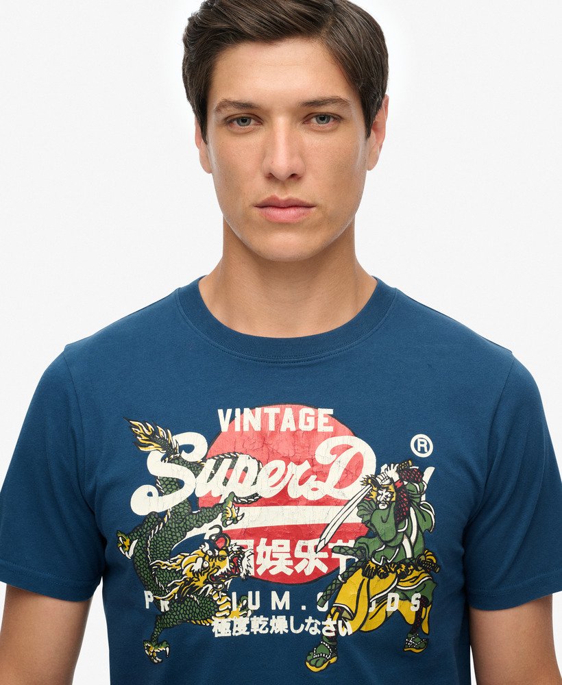 mens Vintage Logo Tokyo Relaxed T-Shirt in BLUE BOTTLE