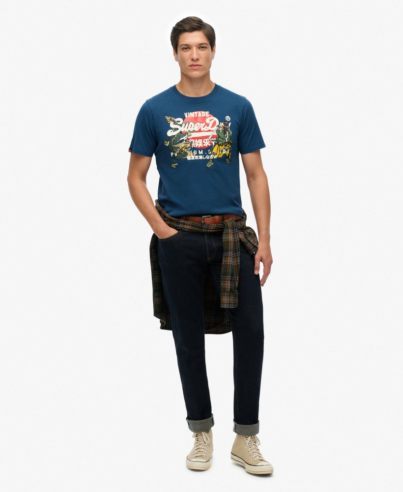 mens Vintage Logo Tokyo Relaxed T-Shirt in BLUE BOTTLE | Superdry US