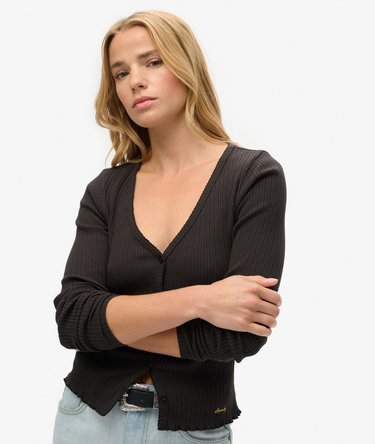 Essential Button Through Long Sleeve Top Image 3