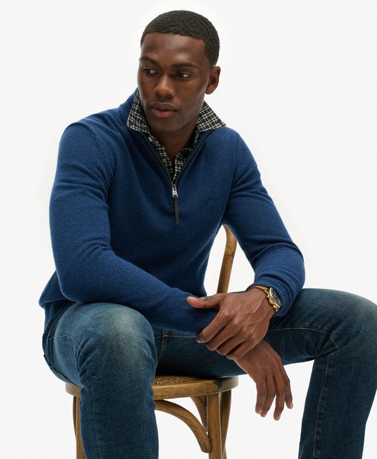 Sweat Superdry Technique Homme Demi-Zip Bleu XL - 93% Polyester - Occasion