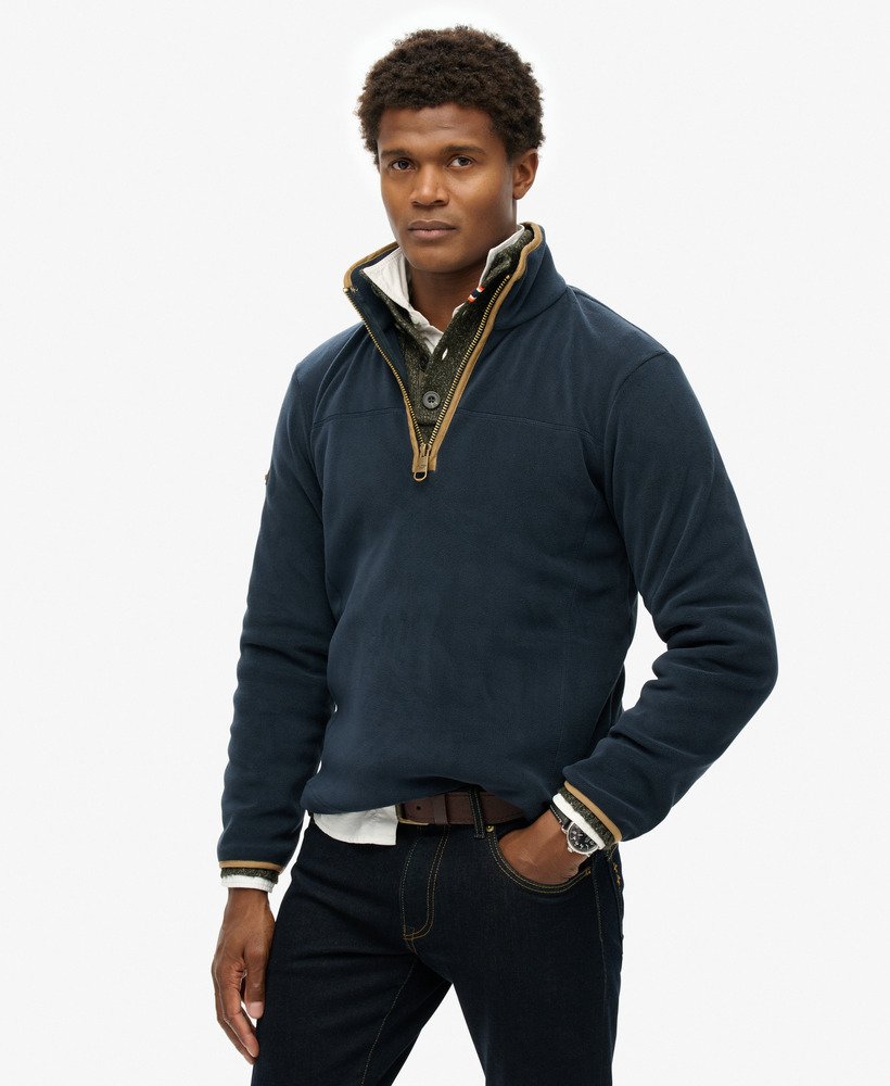 mens Estate Half Zip Fleece in Eclipse Navy | Superdry US