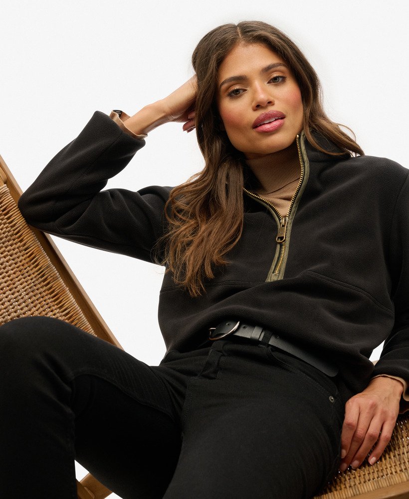 womens Estate Half Zip Fleece in Black | Superdry UK