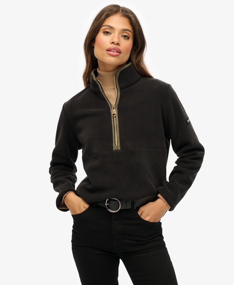 womens Estate Half Zip Fleece in Black | Superdry UK