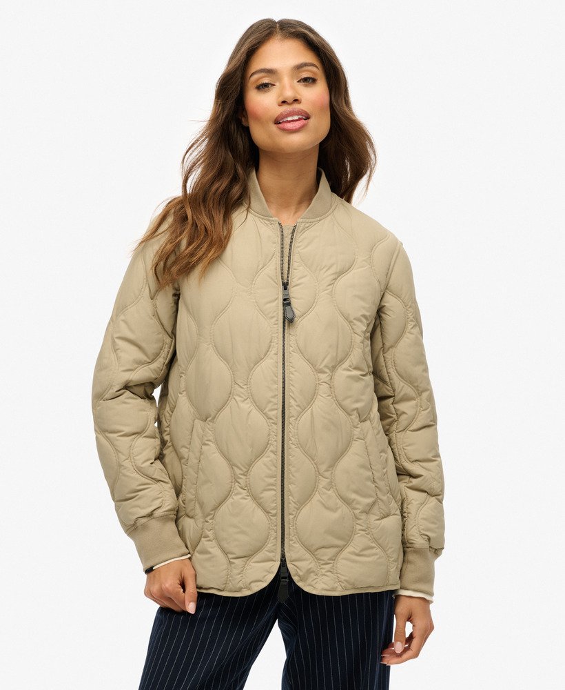 womens Short Quilted Liner Jacket in Winter Twig Beige | Superdry