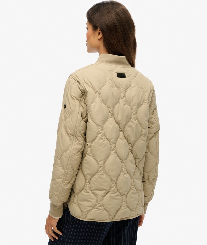 QS Lange gewatteerde jas met tweewegritssluiting in blauw online kopen