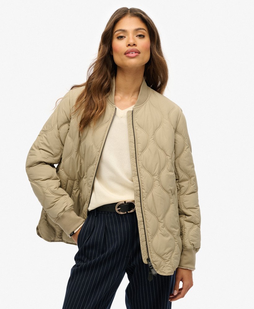 womens Short Quilted Liner Jacket in Winter Twig Beige | Superdry