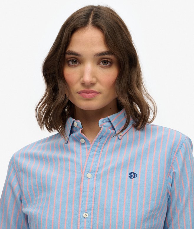 Chemise Femme Farinaz Taghavi Coton Rayée Orange Taille 8 | Neuf Avec étiquettes, Col Boutonné élégant