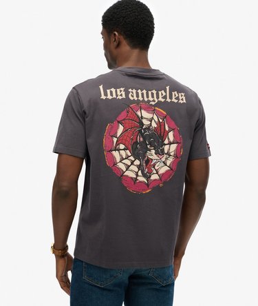 Locker geschnittenes T-Shirt mit Tattoo-Grafik Image 1