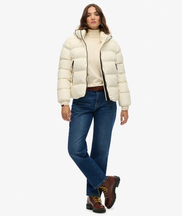 Hooded Sports Puffer Jacket Image 3