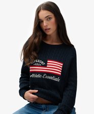 Slouchy Cable Flag Knit Jumper