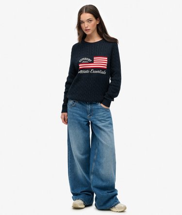 Slouchy Cable Flag Knit Jumper Image 3