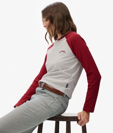 Essential baseballtop met logo en lange mouwen Image 2