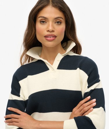 Pull rugby ample en maille rayée Image 4