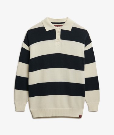 Pull rugby ample en maille rayée Image 6