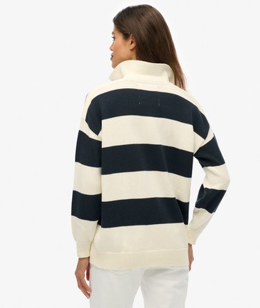 Pull rugby ample en maille rayée Image 5