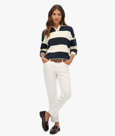 Pull rugby ample en maille rayée Image 3