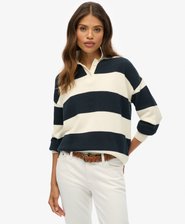 Pull rugby ample en maille rayée