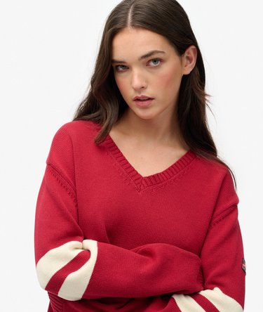 Maglione oversize a righe con scollo a V Image 4