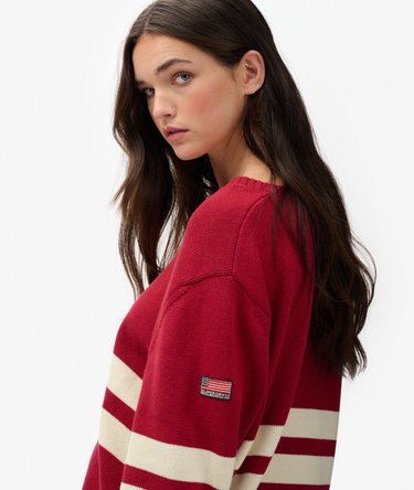 Maglione oversize a righe con scollo a V Image 2