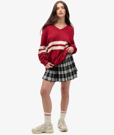 Maglione oversize a righe con scollo a V Image 3