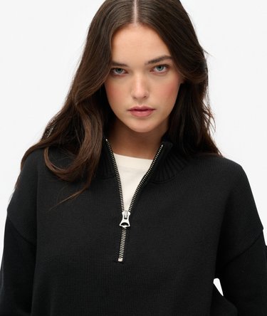 Slouchy Knitted Half Zip Image 4