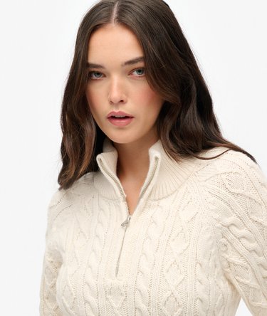 Slim Cable Half Zip Knit Jumper Image 4