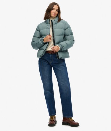 Non Hooded Sports Puffer Jacket Image 3