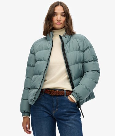 Non Hooded Sports Puffer Jacket Image 1