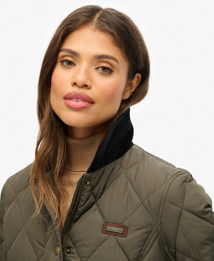 womens Cord Trimmed Liner Jacket in Army Khaki | Superdry US