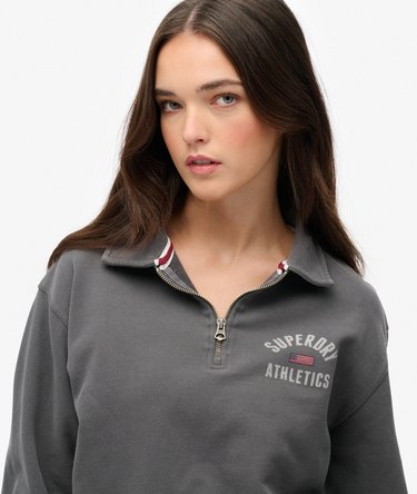 Athletic Collared Halve Rits Trui Image 4