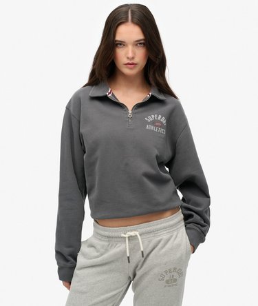 Athletic Collared Halve Rits Trui Image 1