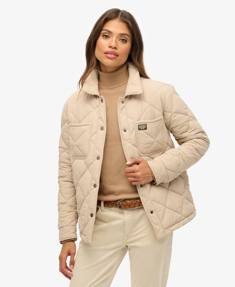 womens Quilted Chore Liner Jacket in Humus Beige | Superdry US