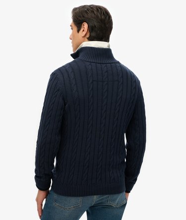Bio-Baumwolle Klassischer Zopfmuster Pullover mit Reißverschluss Image 4