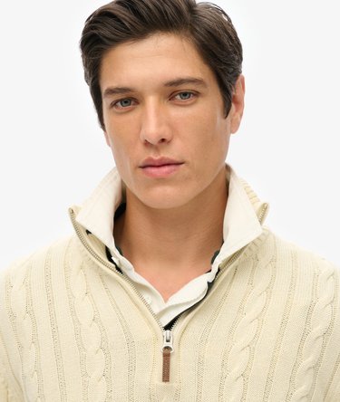 Organic Cotton Classic Cable Half-Zip Jumper Image 3