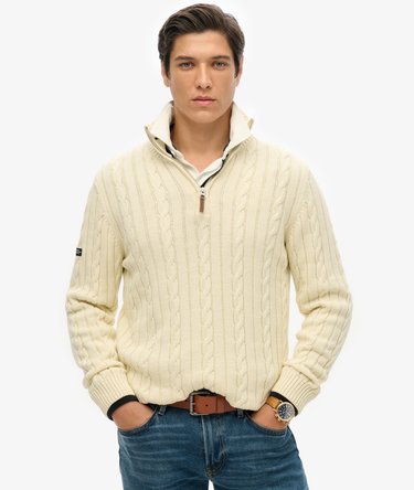 Organic Cotton Classic Cable Half-Zip Jumper Image 1