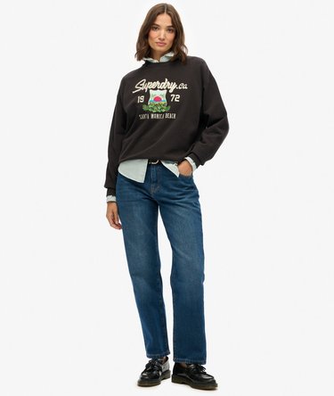 Souvenir Graphic Loose Crew Sweatshirt Image 3