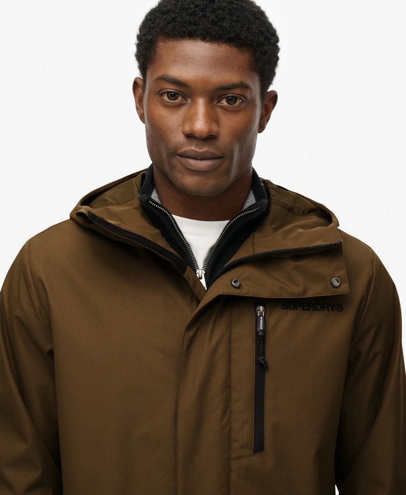 mens Hooded Tech Fishtail Parka in grey marl/jaffa | Superdry US