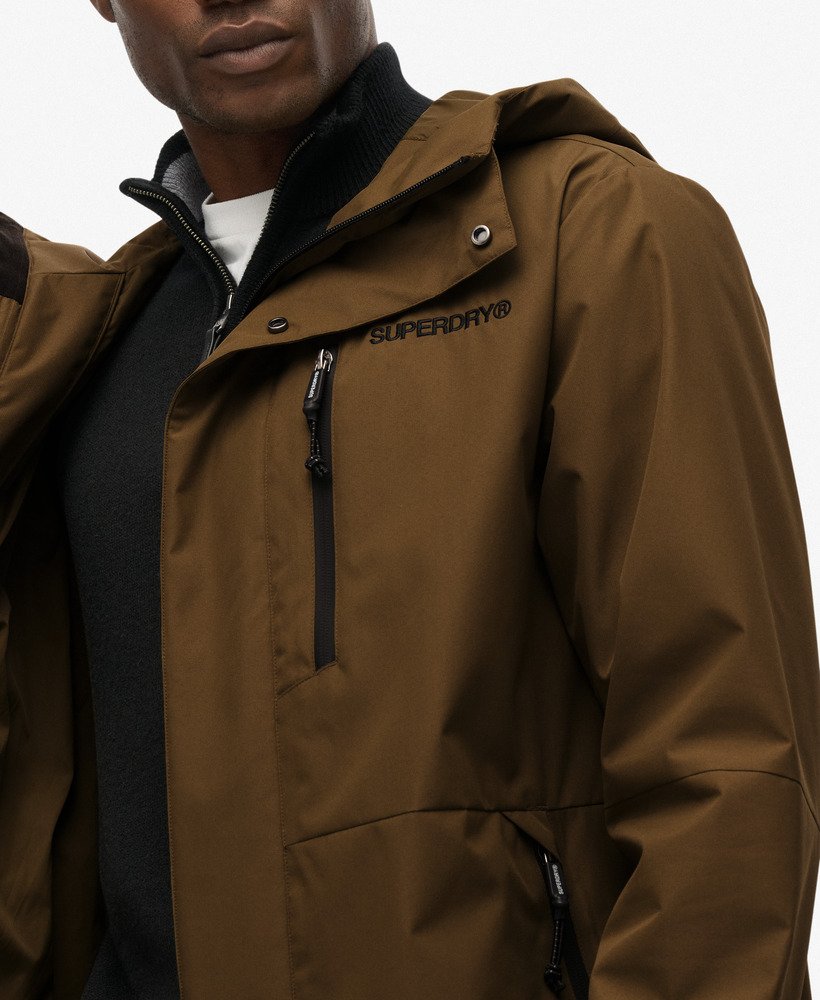 mens Hooded Tech Fishtail Parka in grey marl/jaffa | Superdry US