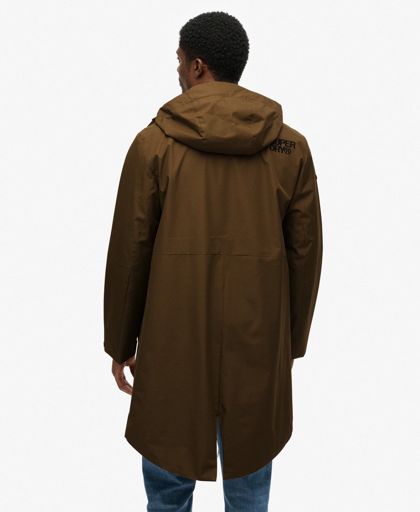 mens Hooded Tech Fishtail Parka in grey marl/jaffa | Superdry US