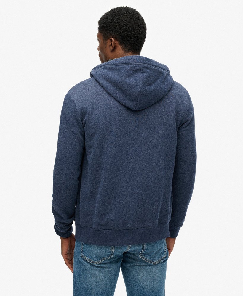 mens Essential Logo Half Brushed Zip Hoodie in Heritage Navy Marl