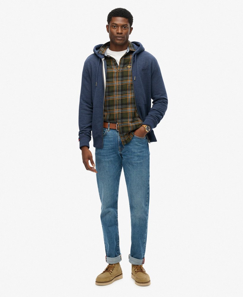 mens Essential Logo Half Brushed Zip Hoodie in Heritage Navy Marl