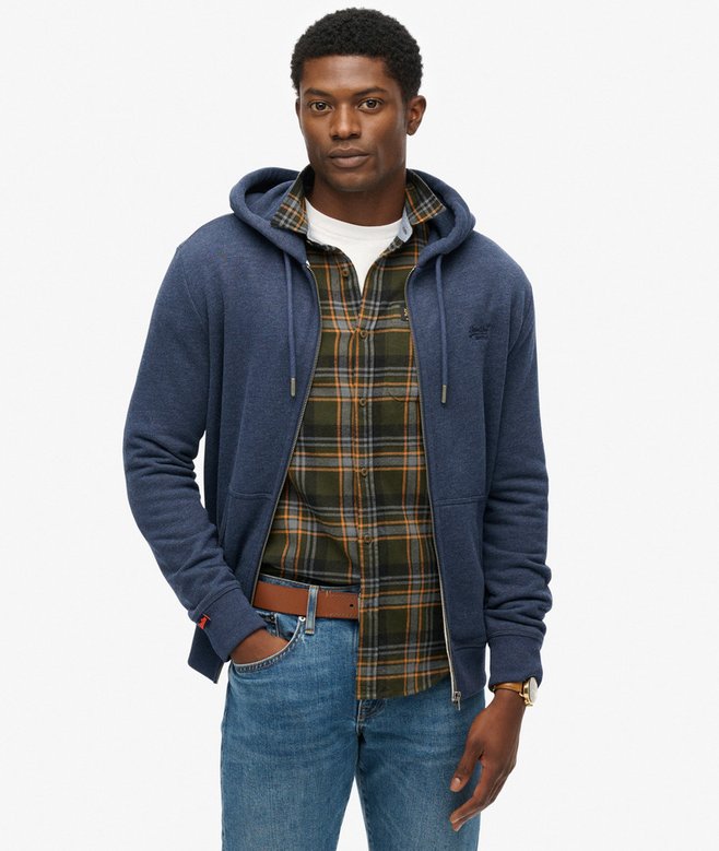 HOODY BRUSH LOGO CONTRAST_NAVY WHITE main image 0