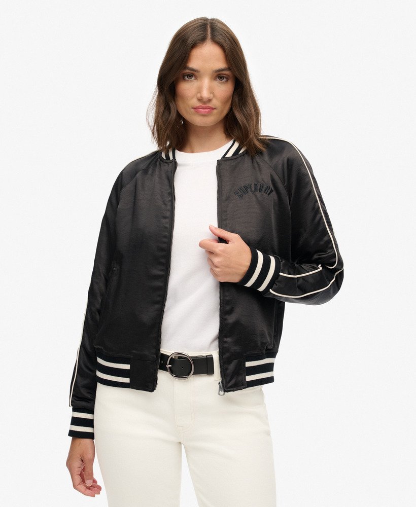 womens Suikajan Embroidered Bomber in Black | Superdry US
